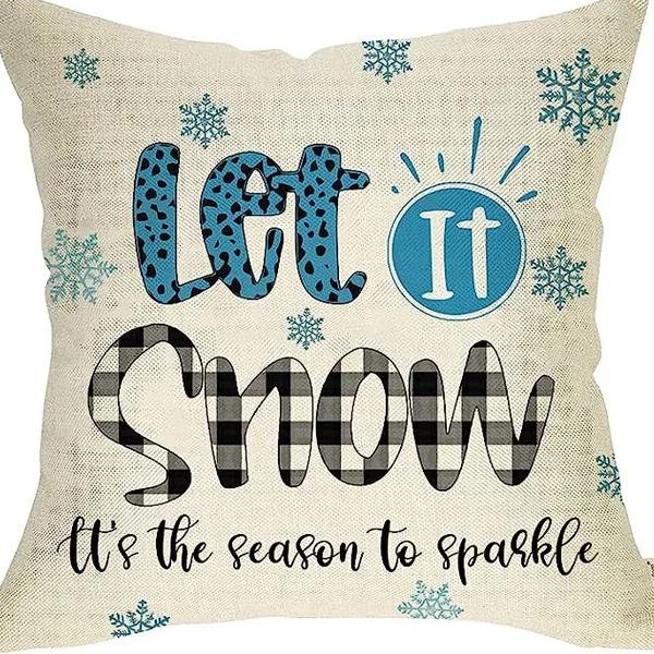 Winter Series Christmas Eve Linen Pillowcase Home Living Room Sofa Bedroom Cushion