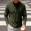 Mens Loose Fit Long Sleeve Henley Shirt Casual Basic Top