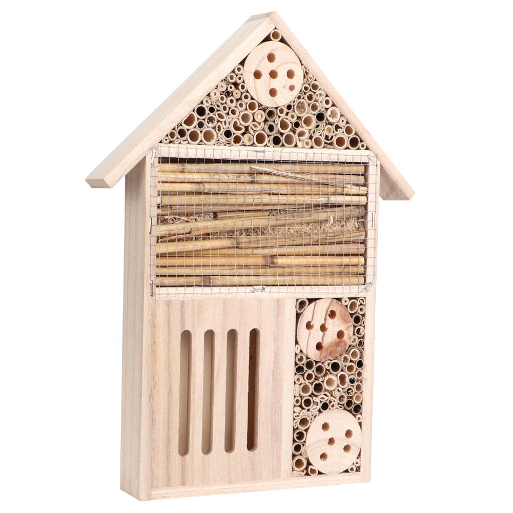 Garden Outdoor Wooden Insect Bee House Wood Bug Room Shelter Nesting Box Decoration