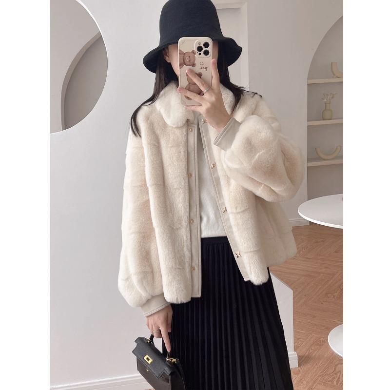 Korean Style Short Fur Collar Coat For Women Mom