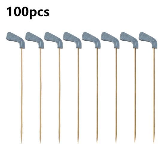 100/200Pcs Golf Club Cocktail Picks Decorative Bamboo Skewer Sticks Party Buffet Cupcake Food Fruit Drink Appetizer Sticks