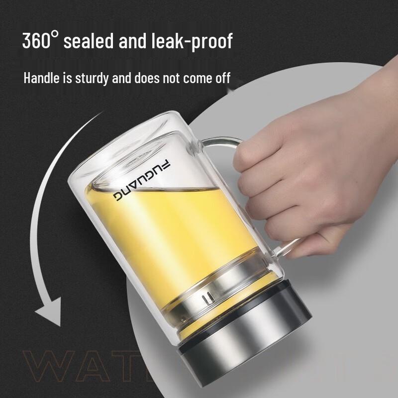 Fuguang Double-Layer Borosilicate Glass Office Mug with Handle