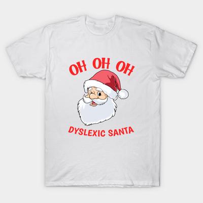 T Shirt Women Oh Oh Oh Dyslexic Santa Funny Christmas Holiday Harajuku Print Kawaii Tshirt Summer Short Sleeve Female T-Shirt Top Tee