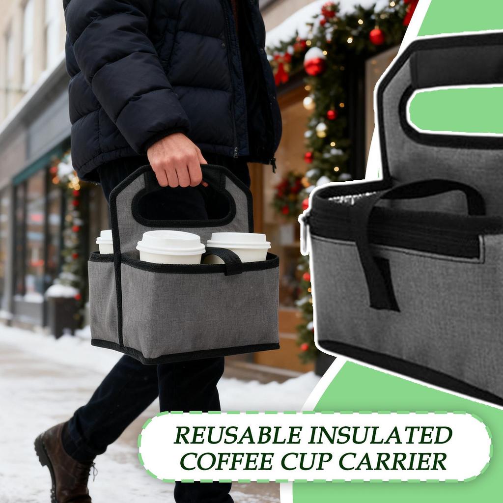 Drink Carrier for Delivery Insulated Foldable Drinking Holder Drink Carrier With Handle for Daily Commuting Outdoor Activities