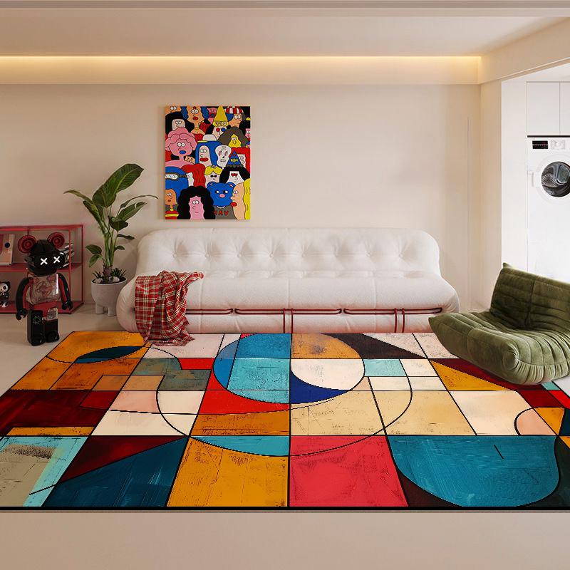 Nordic Abstract Living Room Carpet Modern Geometric Bedroom Large Area Rugs Washable Home Lounge Carpets Anti-slip Bathroom Mat