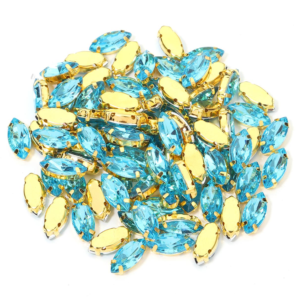 

50pcs/lot Horse Eye Sewing Claw Rhinestones Crystals Glass Beads Buttons Stones Sew On Rhinestone For Clothes Sewing Accessories синий
