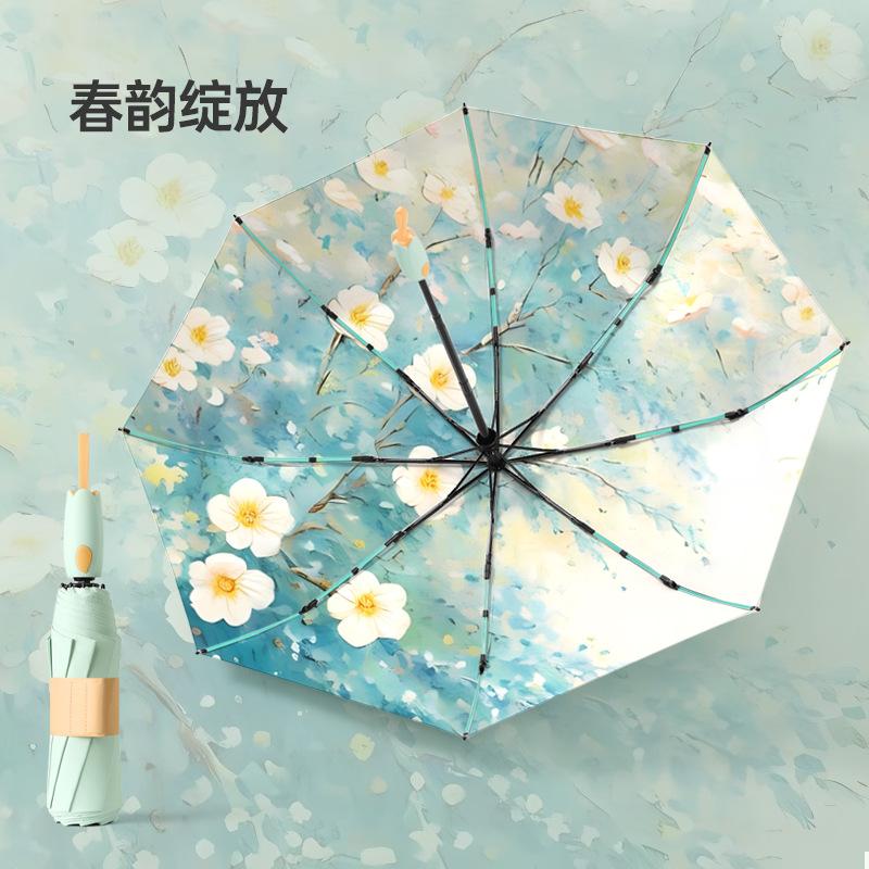 Three-fold tulip handle parasol sunscreen colored glue sun umbrella men's and women's simple folding umbrella