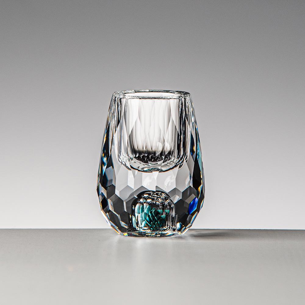 Gold Leaf Crystal Shot Glass - Diamond Surface Liquor Cup & Decanter.