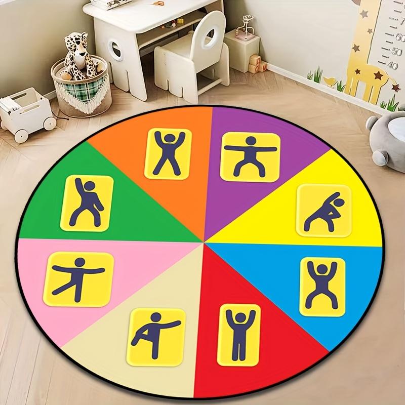 Action Game Character Round Area Rug - 2D Printed Non-Slip Floor Mat for Playroom & Living Room Home Decor, 1PC
