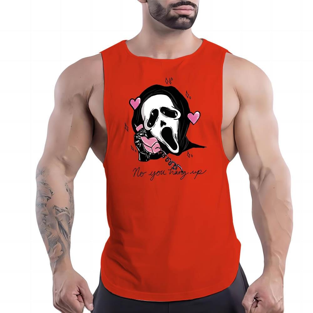 Sommer Herren Fitness Outdoor Sport Rundhalsweste Totenkopfmuster 2D Gedruckt Jugend Trend Atmungsaktives Ärmelloses Shirt
