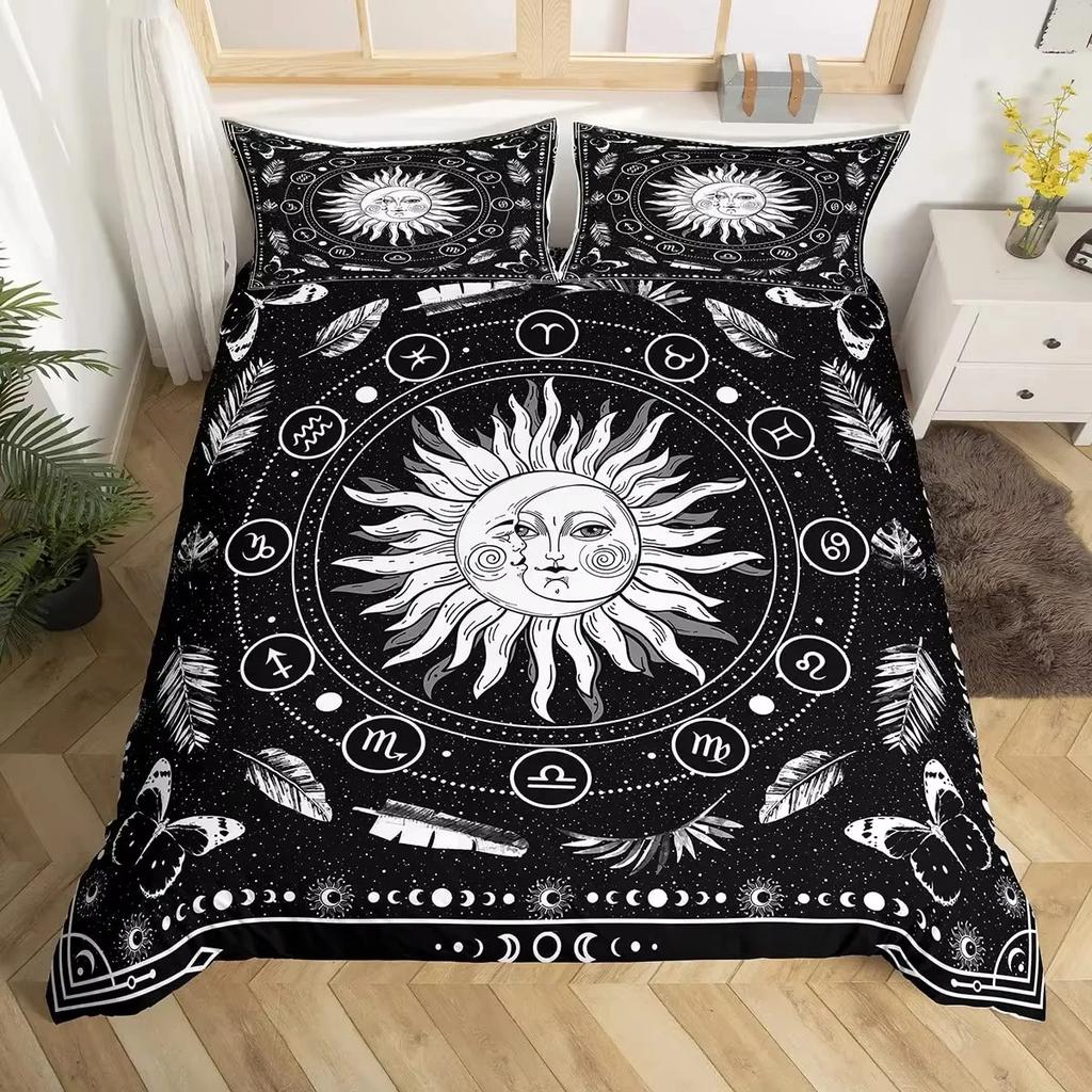 The Zodiac Bedding Set Twelve Constellations Duvet Cover Set Boys Girls Astrology Comforter Covers Set 2/3 Pcs Bohemian Style