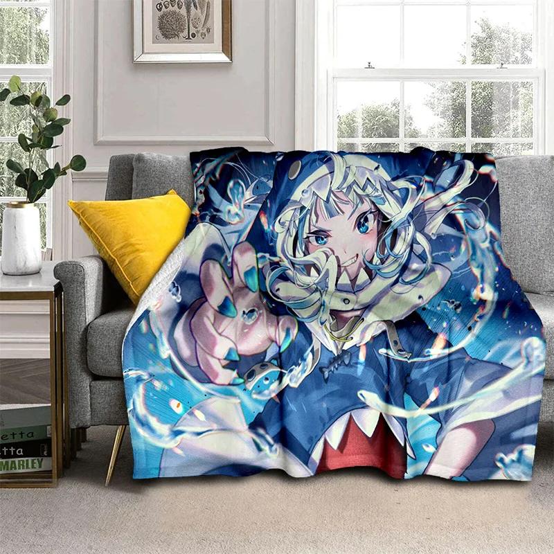 3D Cute Gawr Gura Hololive Cartoon Blanket,Soft Throw Blanket for Home Bedroom Bed Sofa Picnic Travel Office Cover Blanket Kids