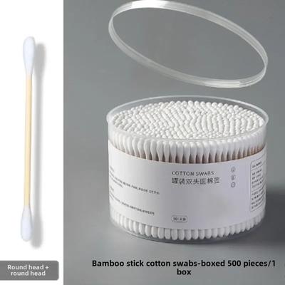 500pcs Disposable Cotton Swab Box With Double End Round Head For Makeup And Makeup Removal Daily Cleaning Pet Care Multi-purpose