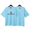 T-shirt in cotone puro a doppia filatura, lavata e invecchiata, con stampa di lettere Vetements, versione alta transfrontaliera, per uomo e donna