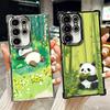 Cute Cartoon Panda Plating Phone Case For Samsung Galaxy S24 S25 FE S26 Edge S23 Ultra S22 S21 Plus S20 Anti-Fall Airabag Cover