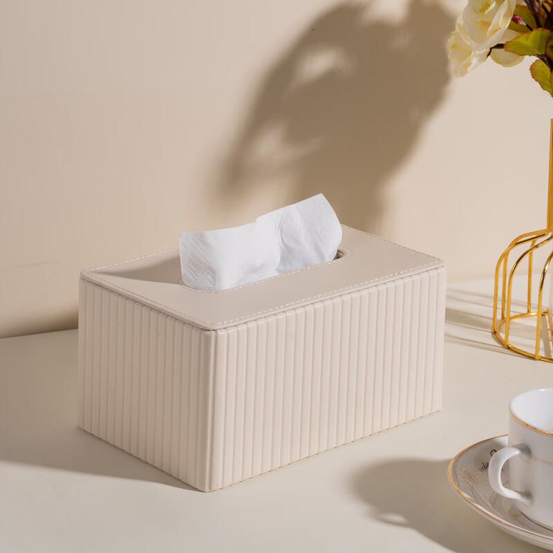 Leather Desktop Tissue Box with Remote Organizer