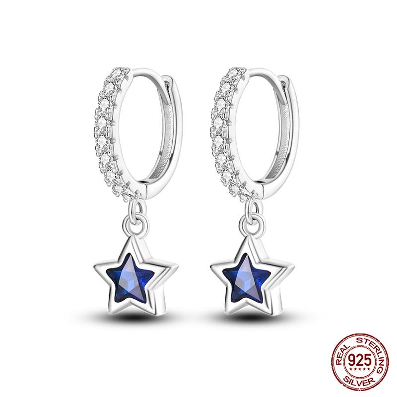 Boucles d'oreilles en argent sterling 925 pour femmes, pendentifs colorés en forme d'étoile, de papillon et d'œil du diable, bijoux de fête élégants
