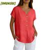 Women's Fashion Casual Solid Color Print Short Sleeve V Neck Blouses & Shirts