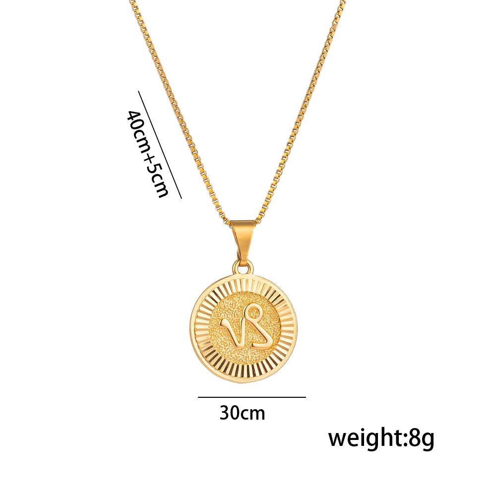 New North 12 Zodiac Sign Necklace Stainless Steel Fashion Jewelry Ancient Roman Coin Relief 12 Zodiac Pendant Necklace Women