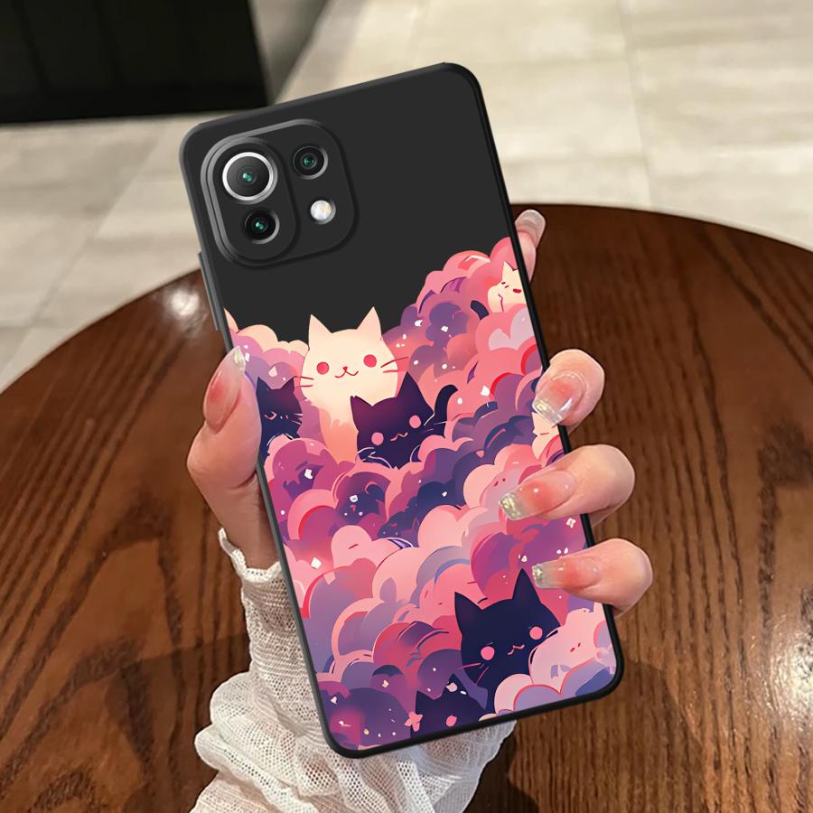 Housse Coque de Téléphone Nuit Étoilée Chat Noir pour Xiaomi Mi 11T 11 12 10T 12X 12T Pro 14 13 Lite