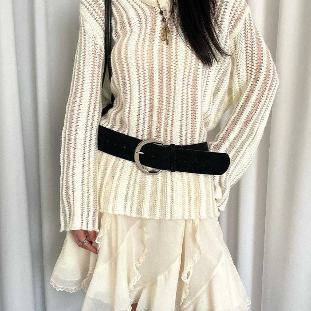 Metal Buckle Leather Waistband Jeans Girdle Western Cowboy Belt Retro Women Wide Belt  Girl