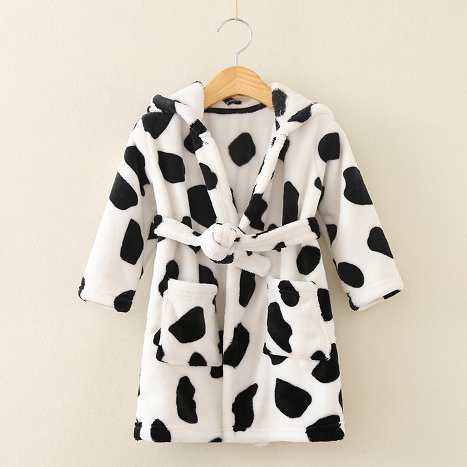 

Sagit для маленьких мальчиков и девочек, толстый теплый фланелевой халат с капюшоном, ночной халат, пижама 130 чёрный