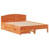 VidaXL Bed Frames and Headboard Wax Brown 135x190 Cm Pine Wood, Bedroom Furniture, Bed Base, Wooden Bed, 3301838