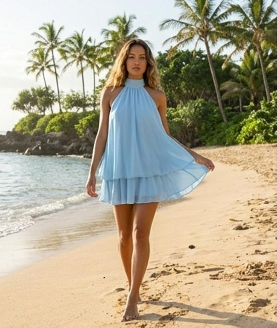 Chiffon Halter Autumn 2025 Sexy Beach Dress for Women