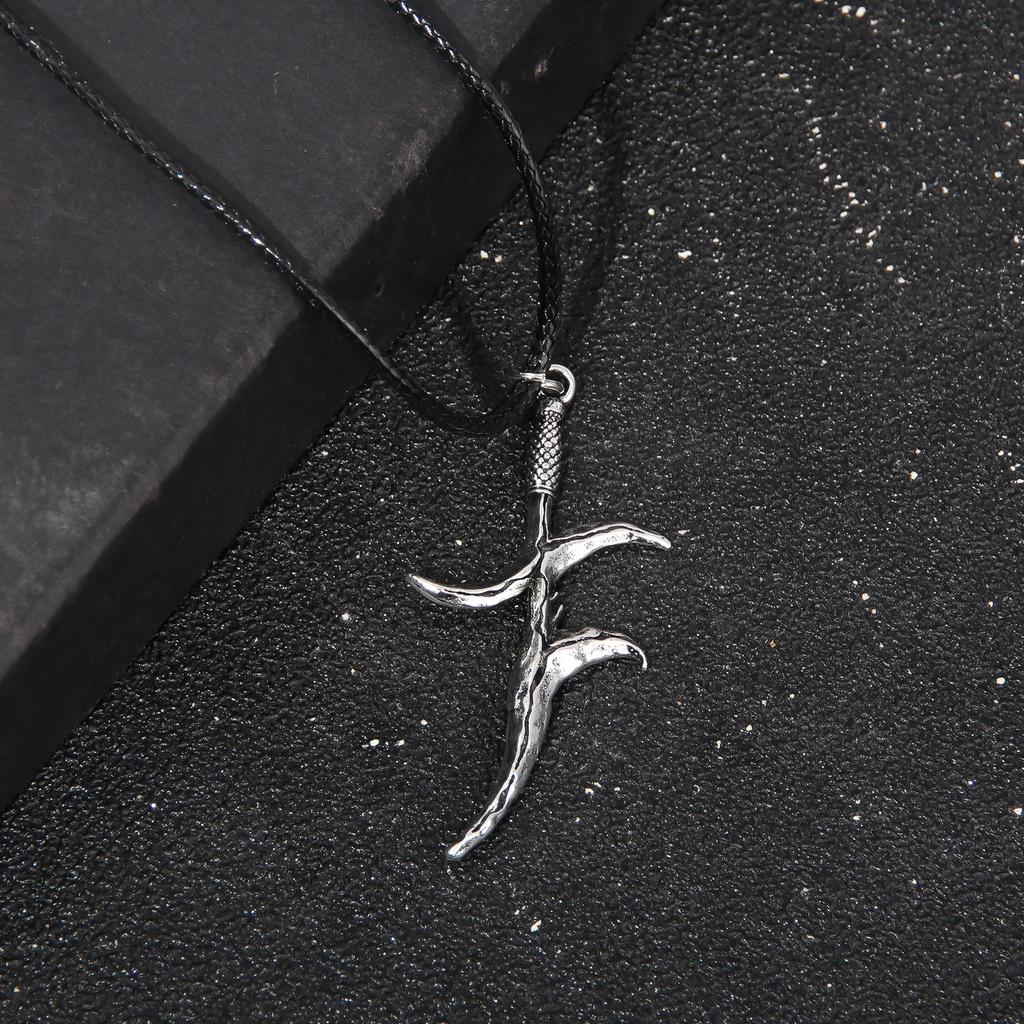 Melina Irregular Sword Black Knife Dagger Necklace Game Ring Spectral Steed Whistle Cosplay Props Unisex Jewelry Accessories