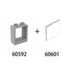 20pcs MOC Parts 60592 60601 Window Transparent Glass 1 X 2 X 2 Flat Front Compatible Brick DIY Building Block Children's Toy