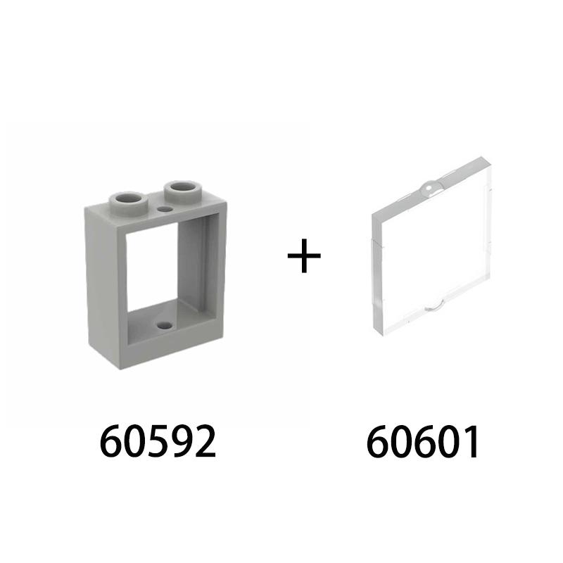 20pcs MOC Parts 60592 60601 Window Transparent Glass 1 X 2 X 2 Flat Front Compatible Brick DIY Building Block Children's Toy