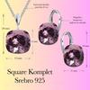 Srebrny komplet square kolczyki naszyjnik prezent na urodziny gwiazdkę - srebro 925 - antique pink
