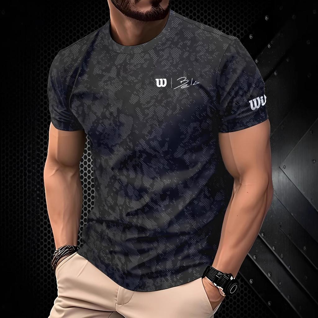 Summer new casual men's short-sleeved top digital 3D printing versatile crew neck European size t-shirt