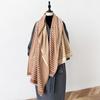 Geometric stripes are contrasting colors, double-sided imitation cashmere scarf, winter high-end warm shawl