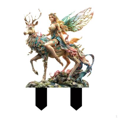 Charming Gardens Stake Elf Deer Sculpture Sign Outside Backyard Acrylic Ornaments