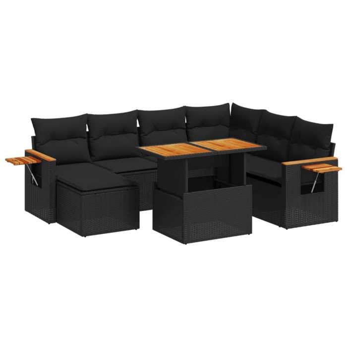 VidaXL Garden Lounge Set with Cushions 8 Pcs, Patio Sofas, Patio Furniture Set, Outdoor Furniture, Black 3273631
