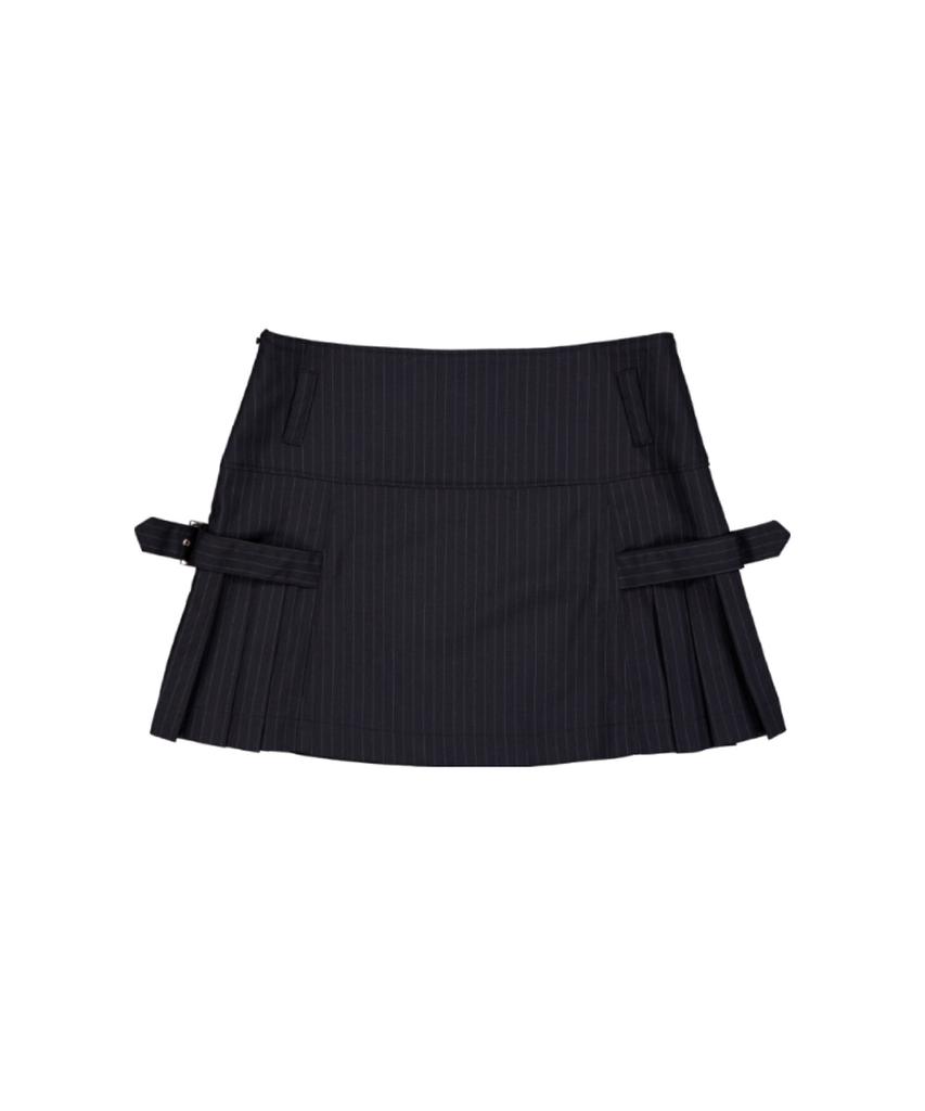 Deondaun Pleats Belt Skirt - Black