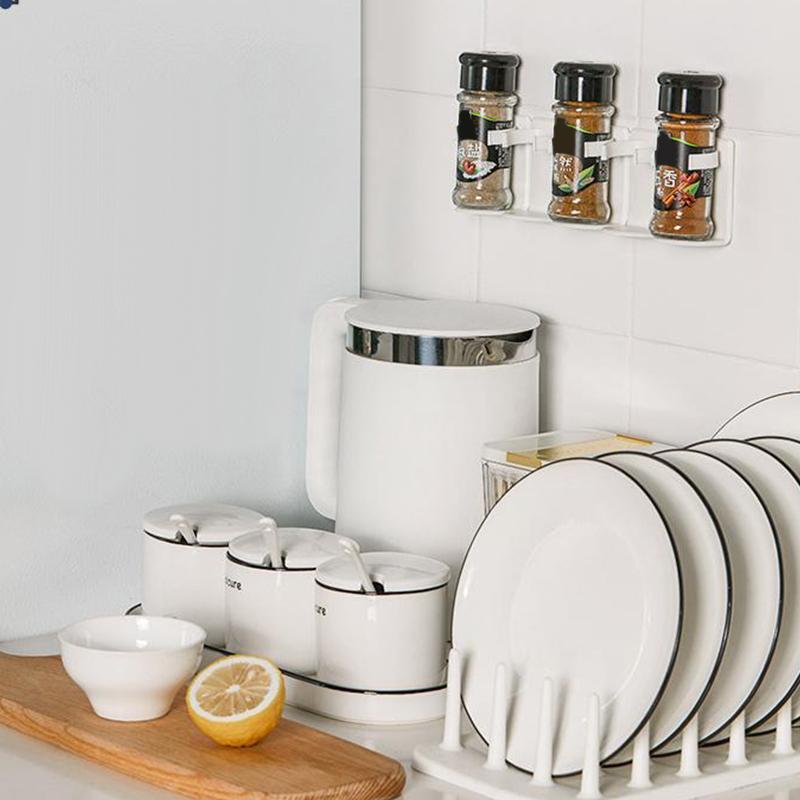 1/2Pcs Kitchen Storage Rack Seasoning Jar Storage Rack Simple Bottle Clip Wall Mount Spice Bottle Stand 5 Hole Ingredient Holder