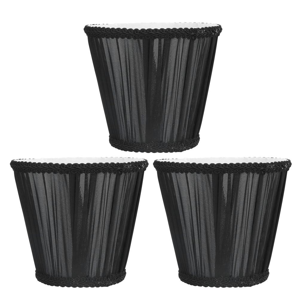 3PCS E14 ClipOn Cloth Lamp Shade Modern Fabric Lampshade Table Light Cover for Candle Chandelier(Black )