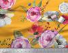 Soimoi Japan Crepe Satin Fabric Leaves,Poppy & Peony Flower Decor Fabric Printed Metre 42 Inch