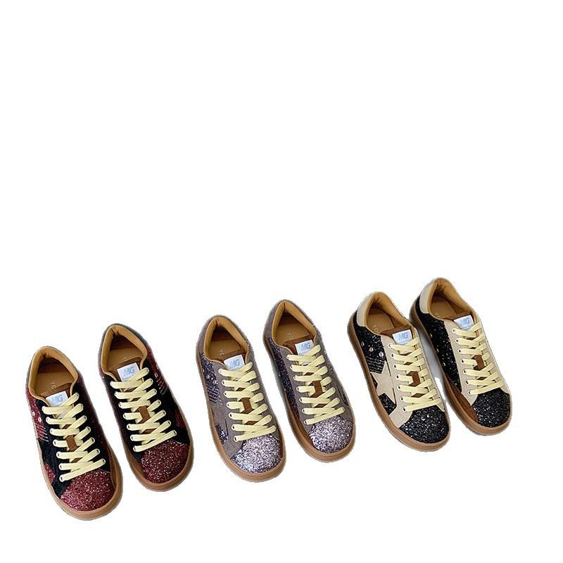 Hoshino 2025 new model old casual versatile color matching trend flash color board shoes low-top flat star shoes women