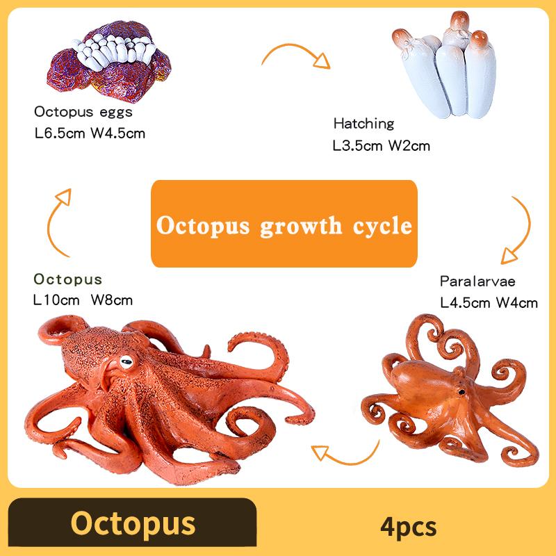 Sea animals Octopus Reef Squid Plaything Figurine Polymer Material Miniature Figure - Fun Learning-Enhancing Play Plaything for Boys, Girls & Kids