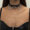 Punk Hip-Hop Rock Mehrschichtige Kette Quaste Kreuz Anhänger Schwarzes Leder Choker Halskette für Frauen Gotische Persönlichkeit Schmuck Geschenk