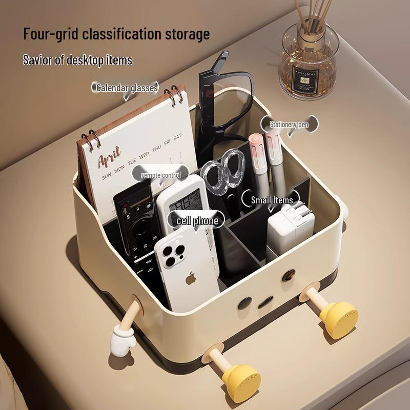 Multifunctional Desktop Storage Box: Living Room, Bedroom, or Bedside Organizer for Tissues, Remote Controls, and More.