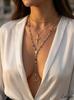 Collana con Ciondolo a Croce di Strass Scintillante Gioielli a Catena Stratificata Per Donna Accessori Stile Religioso