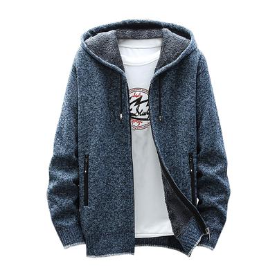 Men's Fall And Winter Casual Sweater Jacket Warm Knit Sweater Hooded Hoodie