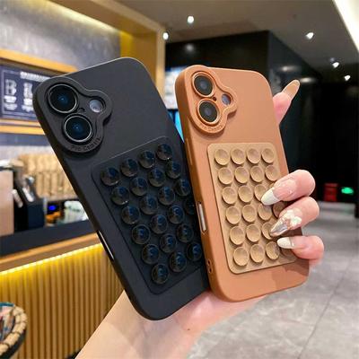 Luxury Suction Cup Airbag Silicone TPU Phone Case For iPhone 16 15 14 13 12 11 Pro Max X XS XR XS Max 8 7 Plus Soft Silicone Shockproof Cover
