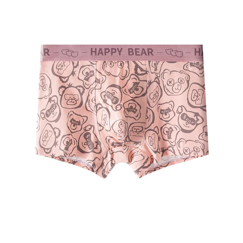 Men's Teen Cotton Boxer Shorts with Bear Print