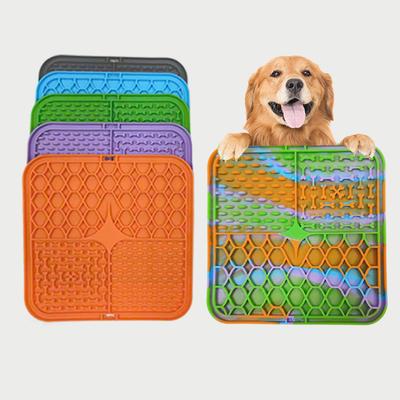 Alfombrilla de silicona para lamer para mascotas, plato de comida lenta para mascotas, distracción para el baño de perros, ventosa de silicona para perros, suministros para entrenamiento de alimentos para perros