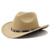 Neuer Western-Cowboyhut, schwarzer Woll-Jazz-Zylinderhut, ethnischer Herbst- und Winterfilzhut für Damen und Herren, Hut mit großem Schirm